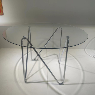 tavolo da pranzo vetro/metallo alla moda di lusso di 121cm e sedia ricoperta del metallo